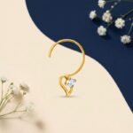 Heart Drop Lab Grown Diamond Nose Ring front side top angled view