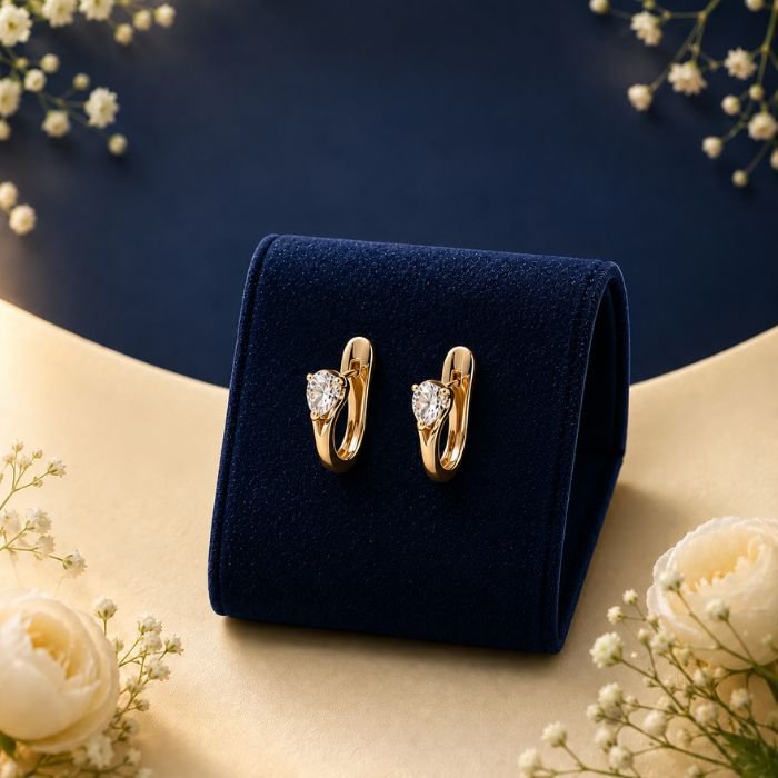 Lab Grown Diamond Hoop Earrings Minimal heart solitaire lab grown diamond hoop earrings in 14 carat gold