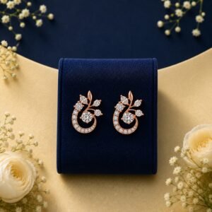 Floral swirl lab grown diamond designer earrings