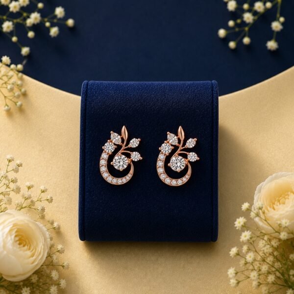 Floral swirl lab grown diamond designer earrings