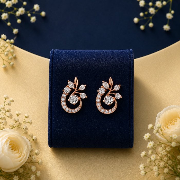 Floral Swirl Lab Grown Diamond Earrings Floral swirl lab grown diamond designer earrings