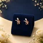 Elegant cross curve lab-grown diamond hoop earrings