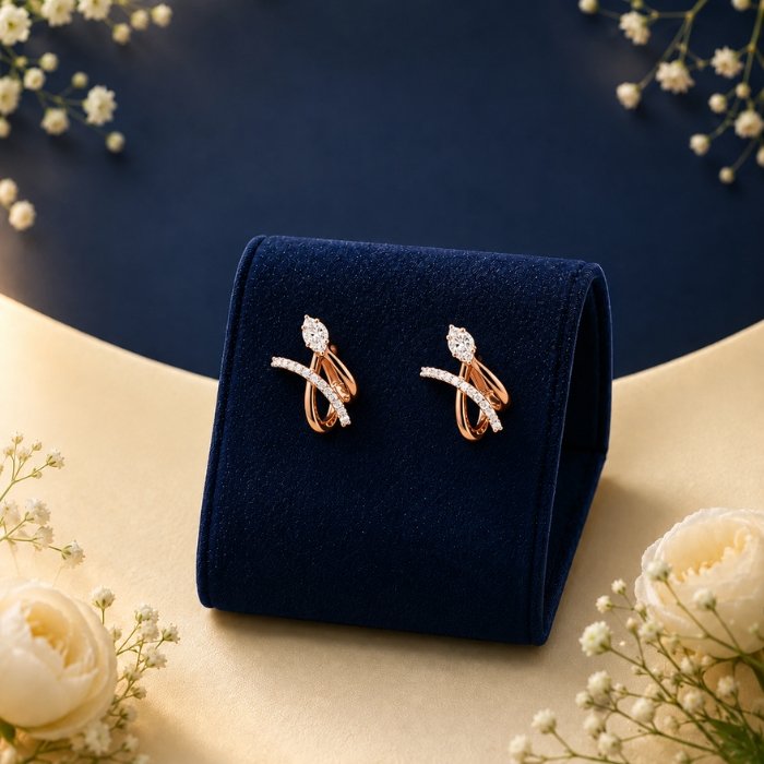 Cross Curve Lab-Grown Diamond Hoop Earrings Elegant cross curve lab-grown diamond hoop earrings