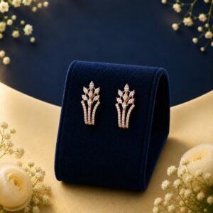 Royal floral vine lab-grown diamond designer earrings in 14 carat gold
