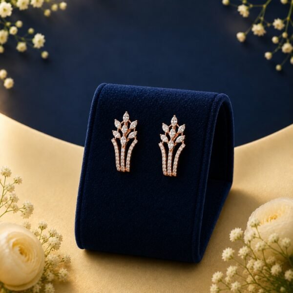 Royal floral vine lab-grown diamond designer earrings in 14 carat gold