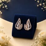 Royal leaf drop lab-grown diamond designer earrings in 14 carat gold