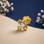 Petal Kiss Lab Grown Diamond Nose Pin front side top and angled view with floral diamond design