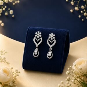 Floral heart drop lab-grown diamond earrings in 14 carat gold