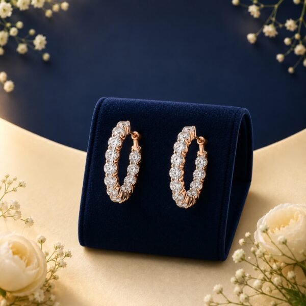 Classic round-cut lab-grown diamond hoop earrings in 14 carat gold