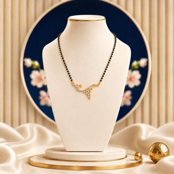 Moonlite Wave Lab Grown Diamond Mangalsutra with elegant modern wave design and sparkling lab grown diamonds