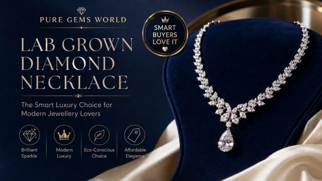 Elegant Lab Grown Diamond Necklace by Pure Gems World featuring brilliant pear-cut diamonds and luxury modern design