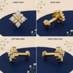 “Royal Clover Lab Grown Diamond Nose Pin with elegant clover-inspired diamond design displayed from multiple angles.”