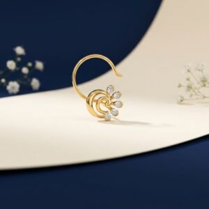 Petite Bloom Nose Ring floral minimal nose pin front side top angled views