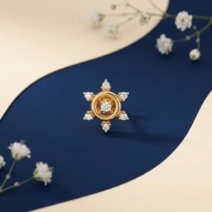 Sunburst Lab Grown Diamond Nose Ring with radiant floral diamond design