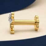 Front view of marquise leaf diamond nose pin elegant design