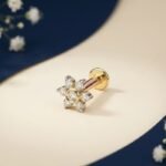 Nova cluster lab grown diamond nose ring multi stone nose pin front side top angled views