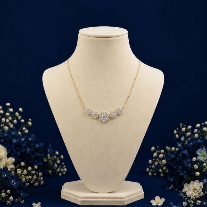 Five Bloom Lab Grown Diamond Pendant Necklace for Women Five Bloom Lab Grown Diamond Pendant front view with elegant floral-inspired design
