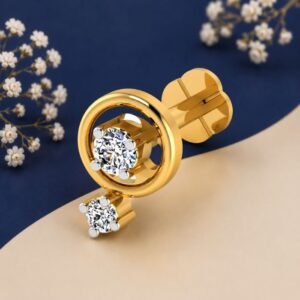Orbit Drop Lab Grown Diamond Nose Pin displayed from front, side, top, and angled perspective with modern orbital diamond design