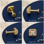 “Square Bloom Lab Grown Diamond Nose Pin with elegant floral square-inspired diamond design displayed from multiple angles.”