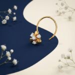 Sunpetal lab grown diamond nose ring floral nose pin front side top angled views