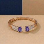 Infinity Ribbed Rose Diamond Bangle Bracelet - Image 2
