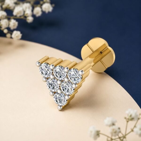 Pyramid Cluster Lab Grown Diamond Nose Pin with modern geometric clustered diamond design