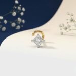 Front view of princess cut diamond nose ring square design