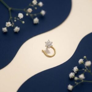 Starlume CVD diamond nose ring star design nose pin front side top angled views