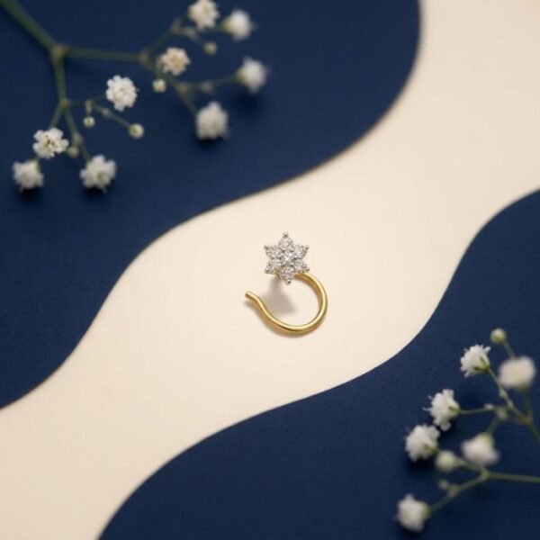 Starlume CVD diamond nose ring star design nose pin front side top angled views