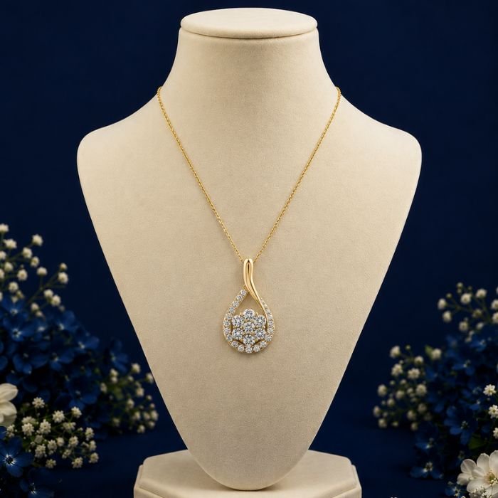 Pear Cluster Lab Grown Diamond Pendant Front view of pear cluster lab grown diamond pendant with elegant sparkle
