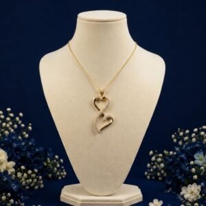 Twin Heart Lab Grown Diamond Pendant front side top angled views