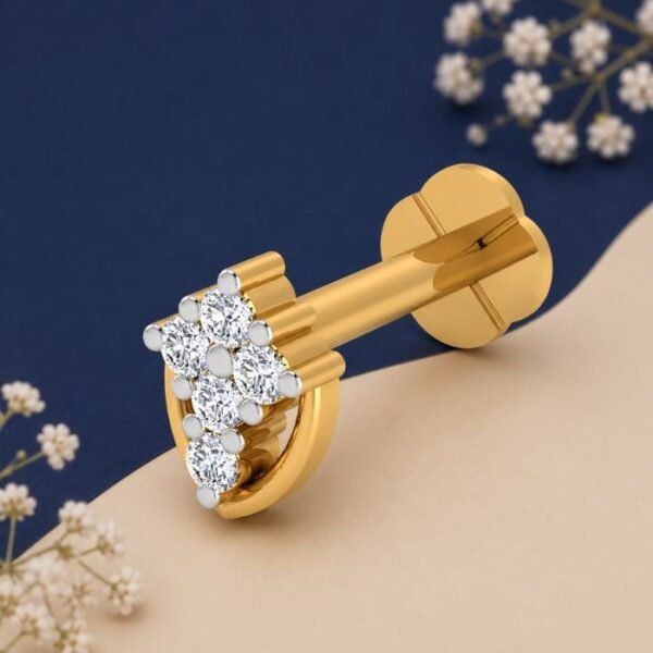 Moonline Lab Grown Diamond Nose Pin with elegant curved diamond design