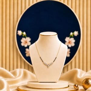 Luster Veil Lab Grown Diamond Mangalsutra displayed in front view, side view, top view, and angled perspective with sparkling diamond detailing