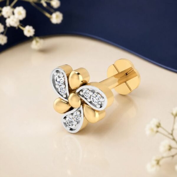 Butterfly Petal Lab Grown Diamond Nose Pin with elegant floral butterfly inspired design