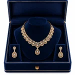 18K Gold Bridal Necklace Set with Earrings – Lab Grown Diamond Jewellery Set - Image 4