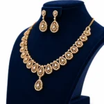 18K Gold Bridal Necklace Set with Earrings – Lab Grown Diamond Jewellery Set - Image 3