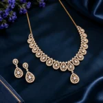 18K Gold Bridal Necklace Set with Earrings – Lab Grown Diamond Jewellery Set - Image 2