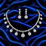 18K Gold Floral Cluster Lab Grown Diamond Necklace Set for Women - Image 2