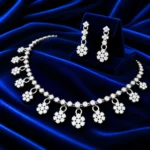 18K Gold Floral Cluster Lab Grown Diamond Necklace Set for Women - Image 3