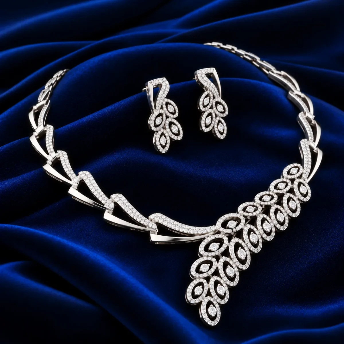 18K Gold Oval Floral Lab Grown Diamond Necklace for Women - Image 3