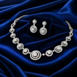 18K Gold Radiant Circle Lab Grown Diamond Necklace Set - Image 3