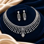 18K Gold Radiant Drop Lab Grown Diamond Necklace Set with Earrings - Image 4