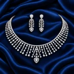 18K Gold Radiant Drop Lab Grown Diamond Necklace Set with Earrings - Image 2