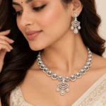 18K Gold Royal Teardrop Lab Grown Diamond Necklace Set - Image 5
