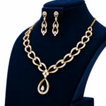 18K Solid Gold Teardrop Pendant Necklace Set | Lab Grown Diamonds - Image 2