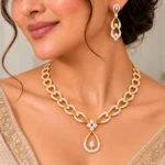 18K Solid Gold Teardrop Pendant Necklace Set | Lab Grown Diamonds - Image 6