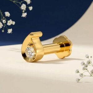 “Minimal Curl Lab Grown Diamond Nose Pin with elegant curl-inspired diamond design displayed from multiple angles.”