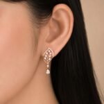 Elegant leaf drop lab-grown diamond designer earrings