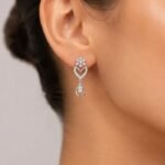 Elegant floral heart lab-grown diamond drop earrings
