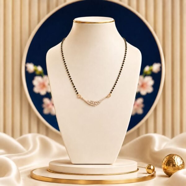 Eternal Curve Lab Grown Diamond Mangalsutra with elegant curved modern diamond design